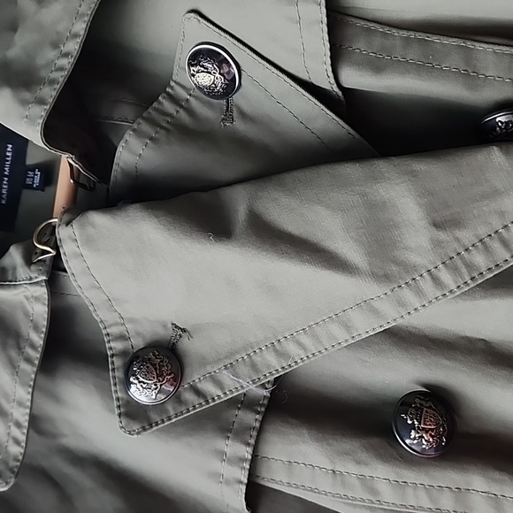 Karen Millen Cotton Blend Double Breasted Belted Short Trench Jacket Coat - Picture 2 of 9